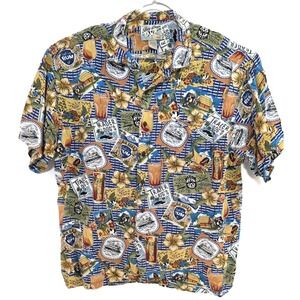 Big Dogs Shirt Mens 2XL Multicolor Hawaiian Rayon Aloha Button Front Tropical